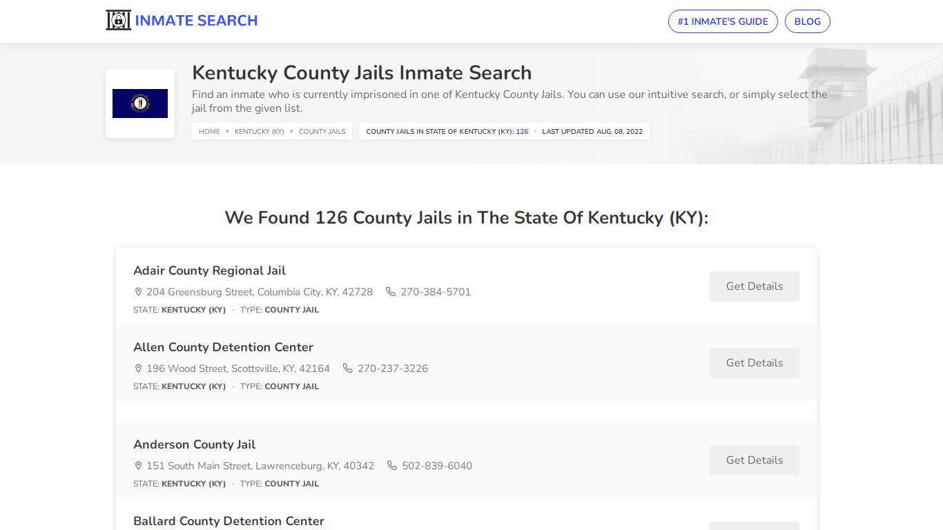 Kentucky County Jails Inmate Search